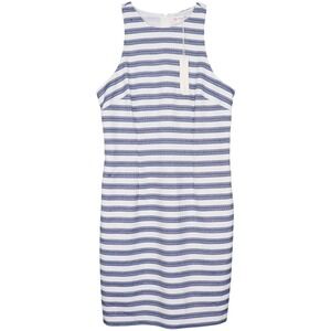Trina Turk Striped Bodycon Dress Size 0 Sleeveless Racerback White Blue NWT